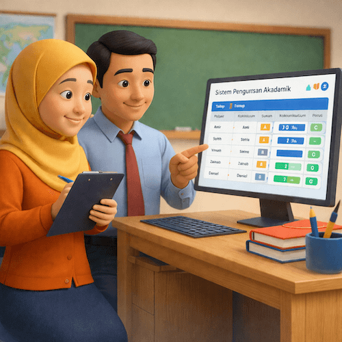 Modul Pengurusan Akademik - Paparan antara muka sistem pengurusan pencapaian pelajar dalam SkoolBeez