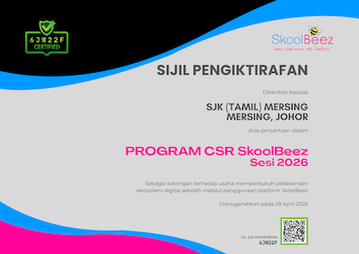 Sijil CSR SkoolBeez — SEKOLAH JENIS KEBANGSAAN (TAMIL) MERSING