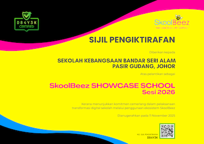 Sijil Showcase School - SEKOLAH KEBANGSAAN BANDAR SERI ALAM