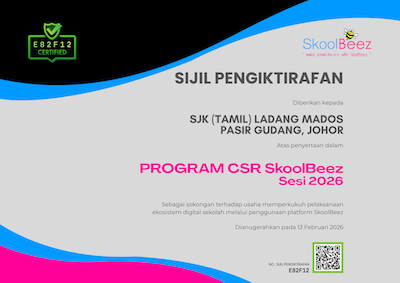 Sijil CSR SkoolBeez - SEKOLAH JENIS KEBANGSAAN (TAMIL) LADANG MADOS