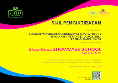 Sijil Showcase School - SEKOLAH MENENGAH KEBANGSAAN SERI KOTA PUTERI 2